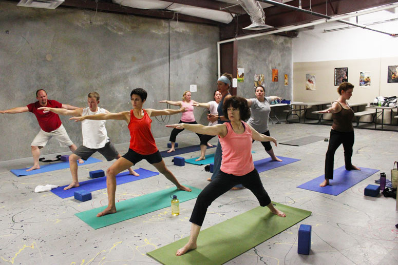 Yoga at the Little Rock Climbing Center.